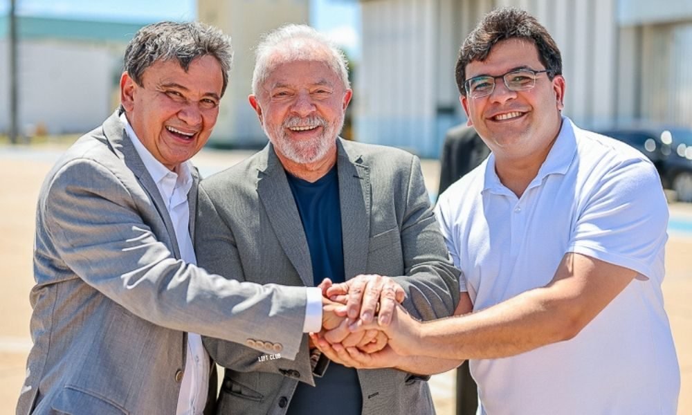 Wellington Dias (ministro do Desenvolvimento Social), Lula (presidente da República) e Rafael Fonteles (governador do Piauí e candidato à reeleição)
