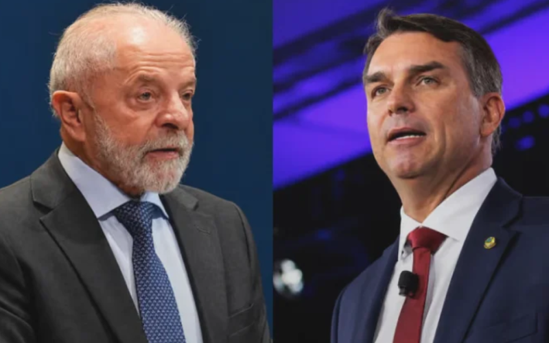 O presidente Lula (PT) e o senador Flávio Bolsonaro (PL), que disputam o segundo turno das eleições