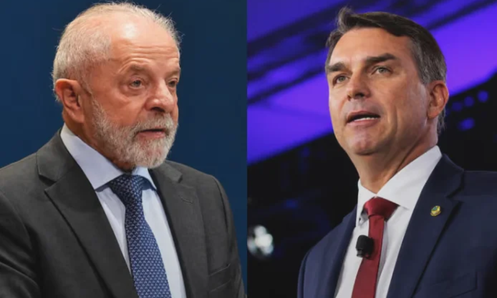 O presidente Lula (PT) e o senador Flávio Bolsonaro (PL), que disputam o segundo turno das eleições